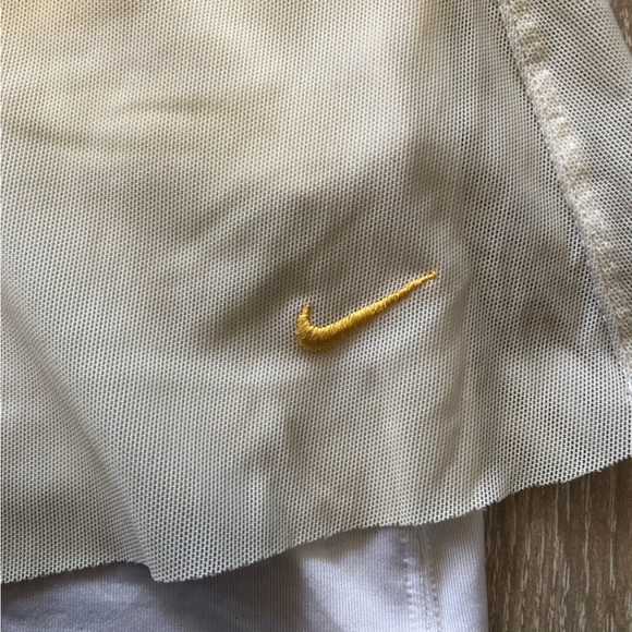 Nike Fit Dry Y2K Tennis Mesh Logo Embroidered Skirt in Light Yellow Size XS - Picture 6 of 10